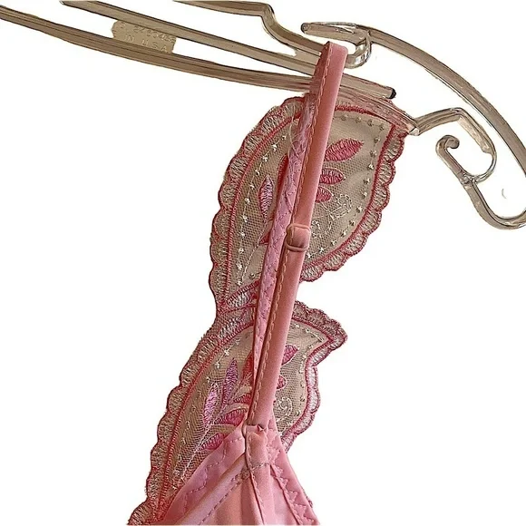 Barbie Pink Delicate Lace Trim Chemise Slip Nightgown Dress Small - Picture 5 of 8